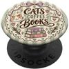 Cat Coffee Cute Striped Art Bookworm Boo Cats Coffee Books Book Reader Lover Reading Stripes Pattern PopSockets PopGrip Adesivo
