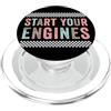 Funny Car Racing Start Your Engines Race Avviare I Motori, Vintage Retro Scacchi Bandiera Auto Da Corsa PopSockets PopGrip per MagSafe