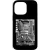 Grandio Design Geeky Computer & IT Novel Custodia per iPhone 14 Pro Max Computer Builder Scheda Madre Circuito Divertente PC Nerd