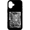 Grandio Design Geeky Computer & IT Novel Custodia per iPhone 16 Computer Builder Scheda Madre Circuito Divertente PC Nerd