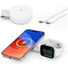 Twelve South Butterfly SE - Caricatore da viaggio wireless pieghevole 2 in 1, bianco/grigio