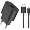 Telefonmax Caricabatterie rapido da 18W, 3A, compatibile con l'adattatore originale AD-18WE, con cavo di ricarica USB-A a USB-C. Alimentatore/adattatore per Nokia 8.3, 7.2, 6.2, 6.1, 5.4, 5.3, 3.4, 3.1, G60, G50, G42, G22, G21, G11, G10, Nokia X30, X20, …