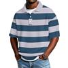 Generic Polo da uomo a righe a maniche corte con trama a nido d'ape casual vestibilità ampia top a contrasto colore a blocchi di colore maglietta da golf estiva leggera traspirante pullover