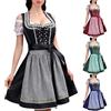 Generisch Dirndl - Abito midi da donna con top a contrasto e gonna a pieghe con camicetta/grembiule, per Oktoberfest, feste popolari ed eventi festivi (taglia S-5XL)