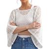 Qrelia Moda Maglia Donna Rete Traforata Pipistrello Marrone Scuro 40-46 | Taglia unica S-L (40-46), 100% cotone, traforata, manica pipistrello 3/4, cod. 1308