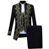 VPQILH 3 Pezzi Costume Vittoriano Uomo Vendita, Giacca Gotica Uomo con Gilet e Pantaloni Sets, Medievale Cappotto di Lusso Metallizzato Paisley Oro Stampato Lucido Cappotti Palazzo Abito Halloween Costume