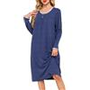 Sopesil Camicia da Notte Donna Maniche Lunghe S-XXL | Vestito da Casa con Tasche e Scollo Tondo, Morbido e Traspirante per Sonno e Relax