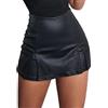 Benfoly Pantaloncini in pelle PU per le donne a vita alta con orlo diviso mini gonne aderenti