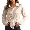 HANERDUN Camicia Donna Manica Lunga Satin Taglio Regular Facile da Stirare con Bottoniera Elegante Top Unicolore per Lavoro e Tempo Libero