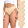 Wealurre Slip da donna in cotone, traspiranti, confezione da 6 | Slip da donna a taglio alto, 100% cotone, comodi e traspiranti, senza etichetta
