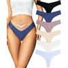 ALL OF ME Perizoma Donna Senza Cuciture Elastico Tanga Mutande Vita Media Microfibra String Invisibile Thong da 6 XS-XL