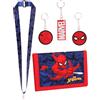 Marvel Spiderman Ragazzi Portafoglio 3 PC Portachiavi e Cordino Set - Portafogli in tela con portamonete con cerniera e slot per carte di credito., Blu, moderno