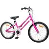 KTHLBRH Bicicletta per Bambini 20 Pollici Rosa Bianco in Acciaio | Marcia unica, freno a tiro lineare, sella anatomica regolabile, telaio in acciaio, ruote in acciaio e gomma