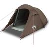 Generic Tenda 3 persone Impermeabile Marrone con Panno Oscurante e Ventilazione | Poliestere con rivestimento in PU, cuciture nastrate, telo solido, bastoncini in fibra di vetro, tenda esterna rimovibile