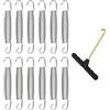 Generic Set di molle per tappeto elastico per la casa | Bobine di ricambio in metallo con doppi ganci e strumento con gancio a T, set da 12 pezzi