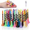 Pybyhiy Set da 50 Tee da Golf Colorati, Tee in Plastica con Parte Superiore Morbida in Gomma e Indicatori di Altezza, Accessori per Partenza, Allenamento, Golfisti Amatoriali e Ragazzi, Colori Assortiti