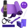 Generisch Set da yoga per principianti, tappetino da yoga con borsa per il trasporto | Attrezzatura fitness per donne e uomini che include fascia di resistenza in lattice, fascia per stretching