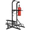 ZXQVLMRS Torre con panca da allenamento e sacco da boxe, stazione fitness multifunzione per trazioni e allenamento di forza a casa, robusta struttura in acciaio