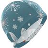 FJQWKLF Cappellini da nuoto da donna con motivo natalizio a forma di pesce e fiocco di neve per adulti, impermeabili, per capelli corti, per uomo, protezione dei capelli e riduzione a resistenza, gorros p