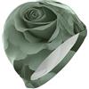 FJQWKLF Rose verdi di San Valentino per principianti, cappellini da nuoto impermeabili per capelli corti da donna, protezione dei capelli e riduzione a resistenza, gorro para piscina mujer
