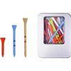Beimus 1 scatola di tee da golf in legno, 42 mm, 70 mm, 83 mm, con custodia | Tee da golf multicolore con custodia in legno da 42 mm, 70 mm, 83 mm, riduce l'attrito per giocatori