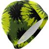 FJQWKLF Cuffia da nuoto Olive Tie-dye per adulti unisex, cuffia da nuoto impermeabile per capelli corti da uomo, protezione per capelli e riduzione a resistenza, gorros para natacion