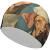 FJQWKLF Grembiule da chef con stampa di cane Vizsla, cuffia da nuoto antiscivolo per uomo e donna, adatta a cani con pelo lungo o corto.