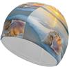 FJQWKLF Grande cuffia da nuoto unisex Conch Beach Sunset per uomo e donna, adatta a capelli corti e lunghi.