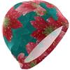 FJQWKLF Cuffia da nuoto impermeabile Western Red Lily Strawberry Turquoise per principianti Cuffia da nuoto impermeabile per capelli corti da uomo Protezione capelli e riduzione resistenza gorros para natacio