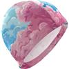 FJQWKLF Blush and Blue Clouds Like Cotton Candy. Adult Swim for Ladies Short Hair waterproof swimming caps for women Hair Protection and Drag Reduction gorro para natacion mujer