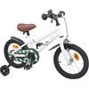 KTHLBRH Bicicletta per Bambini 14 Pollici in Acciaio Bianco per 3-5 Anni | Singola velocità, freni caliper e coaster, sella anatomica, parafango, campanello, telaio rigido, peso 10 kg