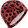 FJQWKLF Cuffie impermeabili Animal Skin Leopard Red Black per donna con capelli corti, protezione per i capelli e riduzione a resistenza all'acqua, gorros para natacion