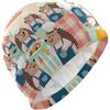 FJQWKLF Cartone animato Carino Riccio Chef Cuffia da nuoto Gialla per adulti Capelli corti impermeabile cuffia da nuoto per donna Protezione capelli e riduzione resistenza gorro para nadar