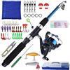 VEGOATY Set di canne da pesca per bambini, 3-10 anni, set per bambini con mulinello da pesca ed esca, in fibra di carbonio, canna da pesca telescopica, 1,5 m e mulinello da pesca, accessori per bambini