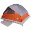 Generic Tenda a cupola 3 persone impermeabile grigio e arancione con borsa per il | Poliestere con rivestimento in PU, antivento, cuciture nastrate, telo da terra, bastoncini in fibra di vetro, E-Port