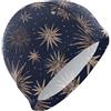 FJQWKLF Cappello da nuoto Dwarf 4th Of July blu navy e oro rosa per uomo, cappelli da nuoto impermeabili per capelli corti per donne, protezione dei capelli e riduzione a resistenza, gorras para natacion