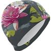 FJQWKLF Cappuccio da nuoto grigio Animal Frog Water Lily taglia grande per adulti, impermeabile per capelli corti, protezione per capelli e riduzione a resistenza, gorro de natación para hombre