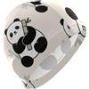 FJQWKLF Simpatico costume da bagno da uomo con panda bianco dei cartoni animati per principianti, cappellini impermeabili per donne che nuotano con capelli corti, protezione per i capelli e riduzione a re