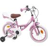 KTHLBRH Bicicletta per Bambini 14 Pollici in Acciaio Rosa Chiaro per 3-5 Anni | Manubrio e sella regolabili, freni caliper, parafanghi, sella ergonomica, telaio acciaio, 1 velocità, sospensione rigida