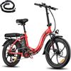Fafrees Bici Elettrica Pieghevole, Ebike 250W 36V 20AH, Bicicletta Elettrica Donna Uomo, Fat Bike 20 Pollici Pedalata Assistita E-bike Città, 7 Velocità, F20+ EAPC，Rosso