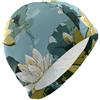 FJQWKLF Cappelli da nuoto Water Lily Powder Blue Olive Green per capelli corti e calvi, cuffia da nuoto impermeabile per donna, cuffia da nuoto, protezione per capelli e riduzione a resistenza, gorro para