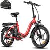 Fafrees Bici Elettrica Pieghevole, Ebike 250W 36V 18AH, Bicicletta Elettrica Donna Uomo, Fat Bike 20 Pollici Pedalata Assistita E-bike Città, 7 Velocità, F20 EAPC (Rosso)