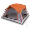 Generic Tenda da campeggio 4 persone impermeabile grigio arancione poliestere con | Poliestere, rivestimento in PU, idrorepellente, cuciture nastrate, telo di terra, bastoncini in fibra di vetro