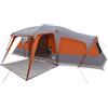 Generic Tenda Famiglia con Cupola Veranda 9 Persone Impermeabile Grigio Arancione | Poliestere con rivestimento in PU, impermeabile, antivento, bastoncini in fibra di vetro, porta elettronica, pieghevole