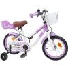 KTHLBRH Bicicletta per Bambini 14 Pollici in Acciaio Viola per 3-5 Anni | Freno caliper,parafango,manubrio regolabile,sella regolabile,riflettori,cestino anteriore,95-110 cm,10 kg