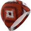 FJQWKLF Cuffia da nuoto Ikat rosso mattone per donna, cuffia impermeabile per capelli corti, protezione per capelli e riduzione a resistenza, gorro para piscina mujer