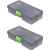 OUNONA 2 Pezzi Scatola Esche Doppia Faccia, Chiusura Sicura Verde | ABS e Pp, Separatore Interno e Coperchio Scanalato, per Ganci e Perline Artigianali