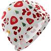 FJQWKLF Cuffie da nuoto rosse e bianche con stampa di pelliccia di mucca natalizia per calvi e capelli corti, impermeabili, per donne, protezione dei capelli e riduzione a resistenza all'acqua, gorro de n