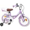 KTHLBRH Bicicletta per Bambini 14 Pollici in Acciaio Viola per 3-5 Anni | Telaio in acciaio, manubrio e sella regolabili, freni caliper, parafanghi, sella ergonomica, ruote in acciaio e gomma, 1