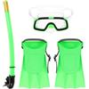 BESTonZON Set Snorkeling per Boccaglio Ergonomico Verde Chiaro | Plastica e Silicone, Taglia Piede 25-30, Pratica Sicura in Piscina, Adatta a Ragazzi
